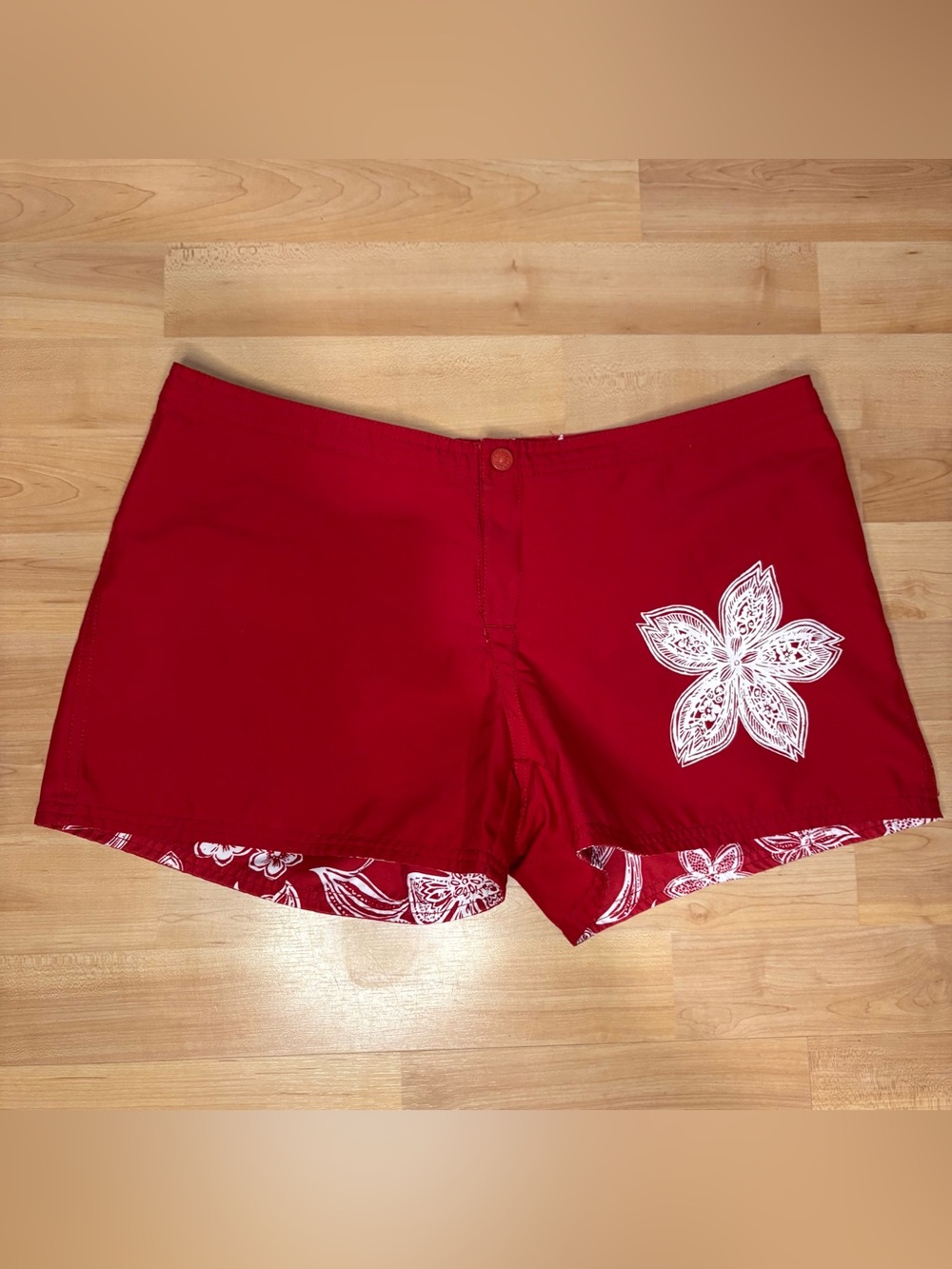 Roxy Women’s Red Floral Reversible Swim Shorts